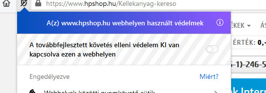 A kereső használatához kérjük kapcsolja ki a követés elleni védelmet!